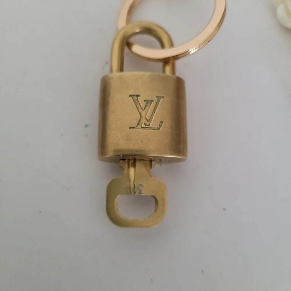 Louis Vuitton Authentic Padlock 311 Key Red Rhinestone Purse Pearl Bag Charm
